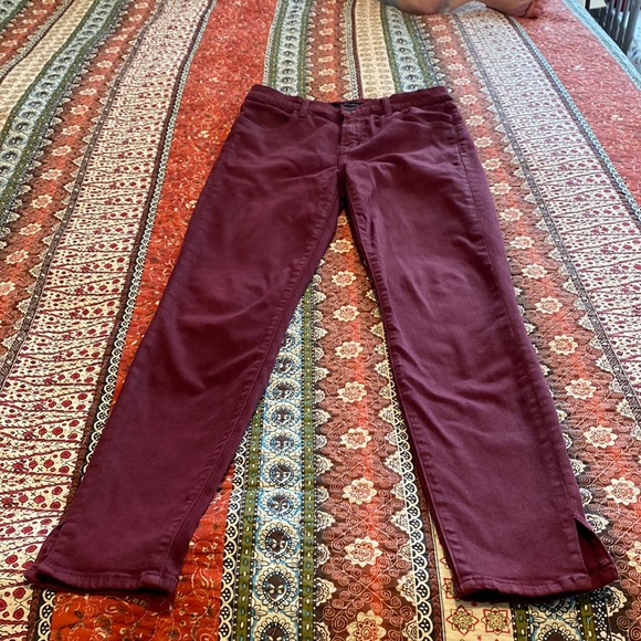 J Brand Denim - J brand burgundy stretchy jeans with ankle slits